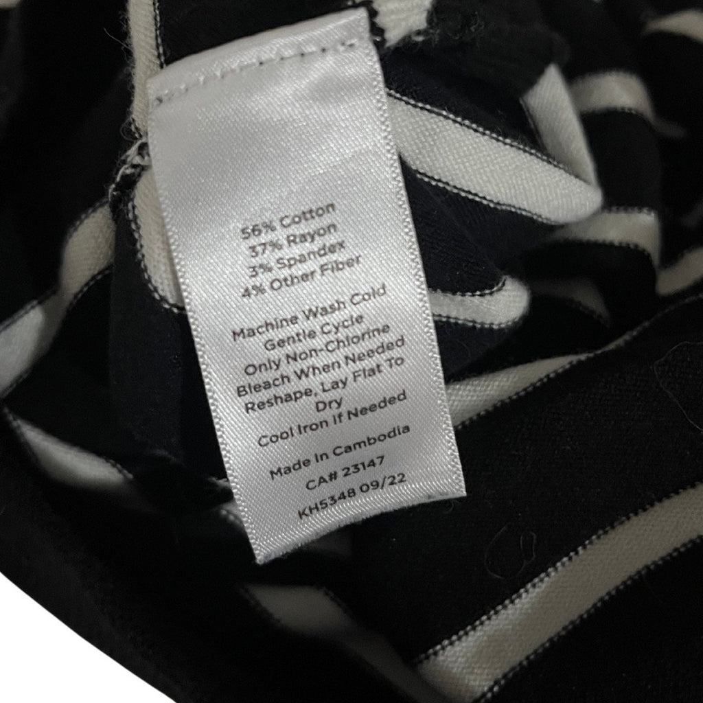 Talbots Black and White Striped Top Cotton Blend Blouse Size Large Casual Preppy