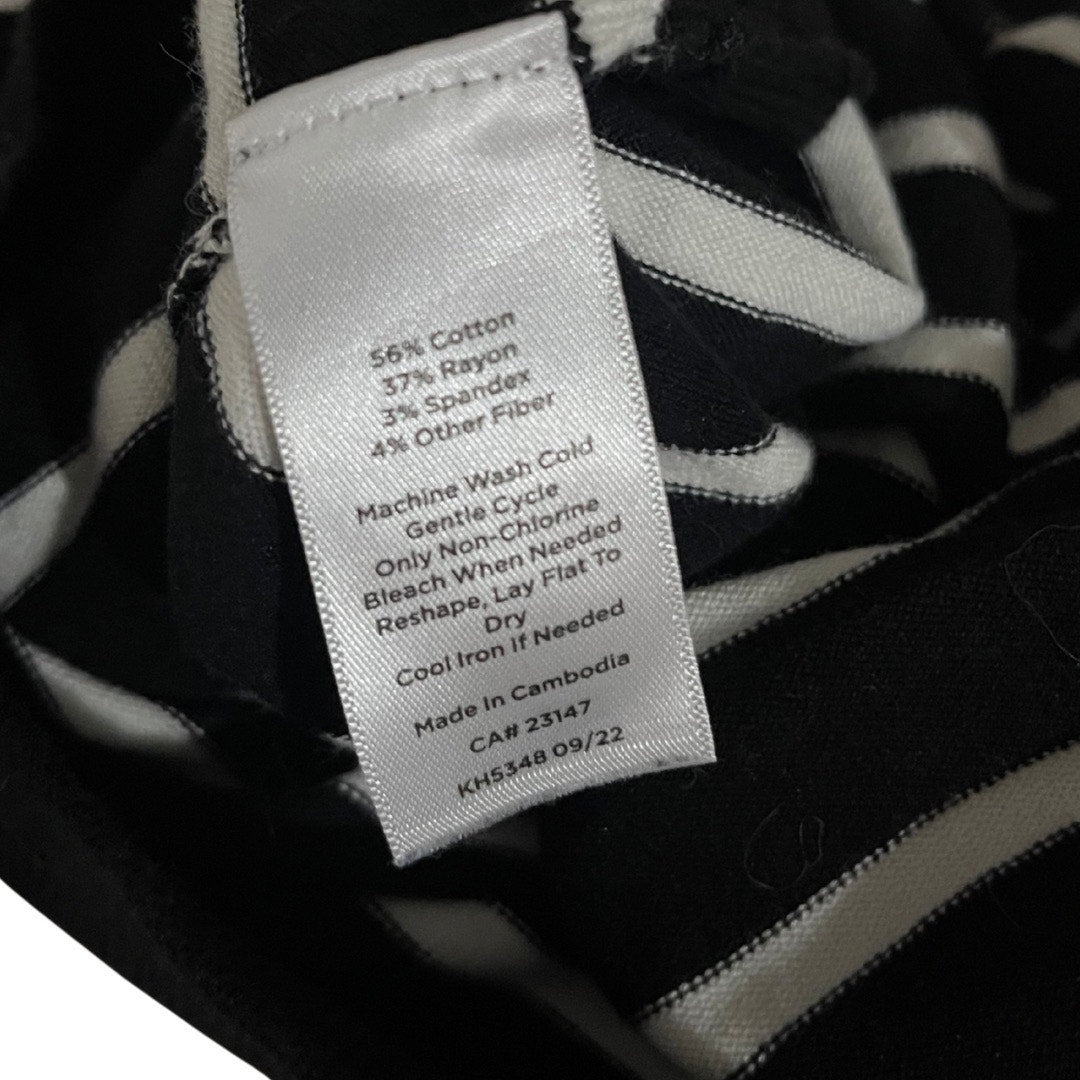 Talbots Black and White Striped Top Cotton Blend Blouse Size Large Casual Preppy