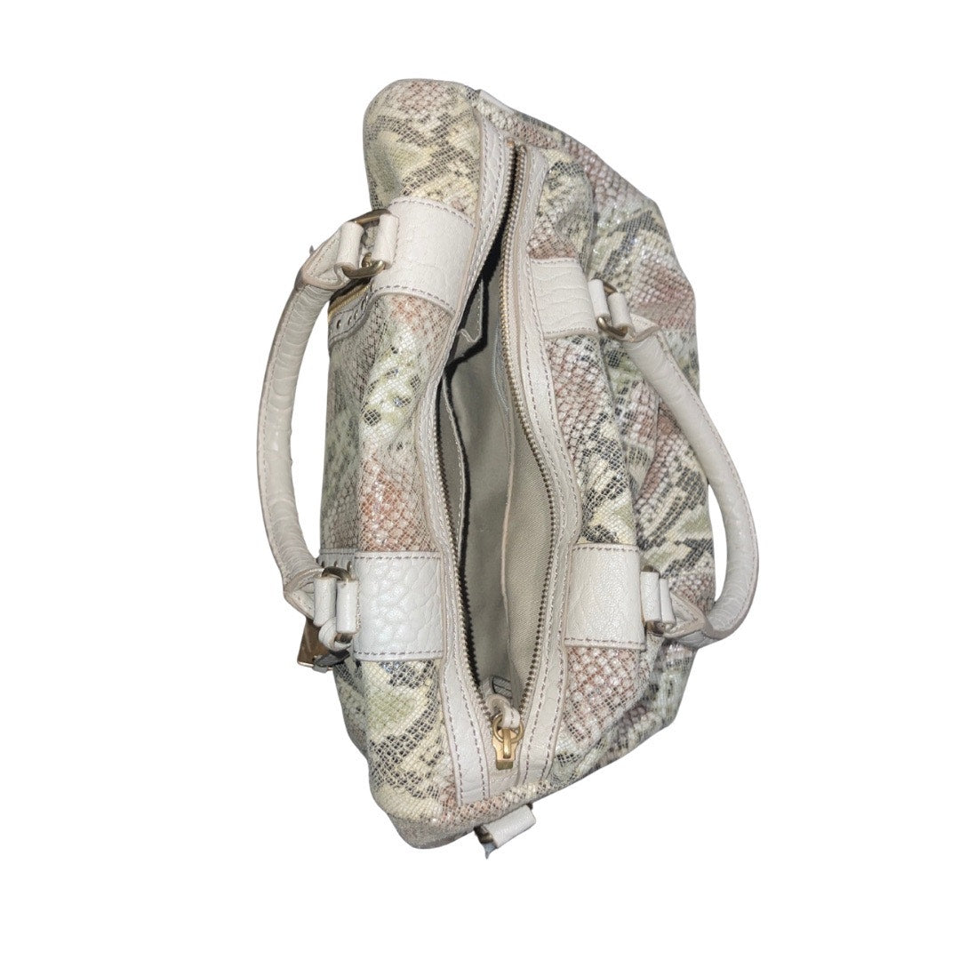 Remi & Emmy Snake Print Embossed Crossbody Top Handle Studded Trim