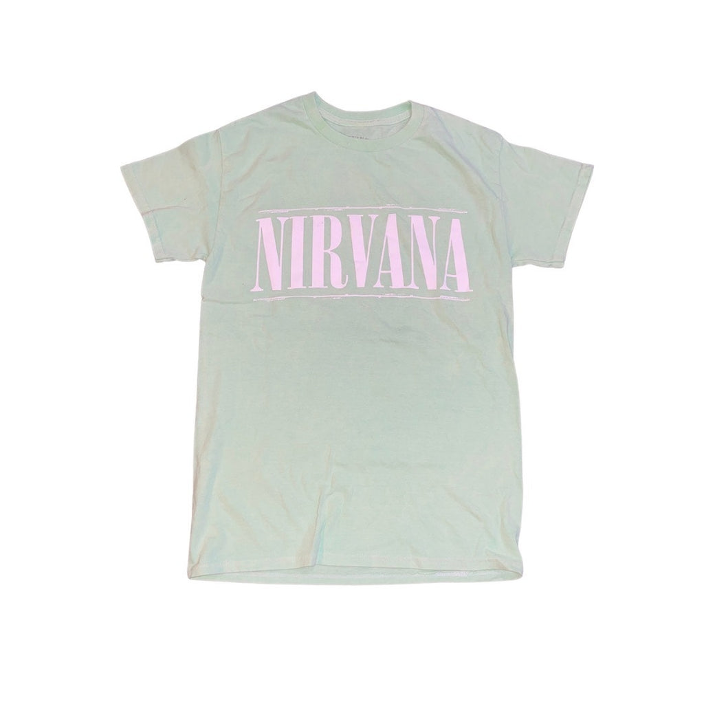 Nirvana T-Shirt Green Rock Band  Graphic Tee Grunge Punk Size Small