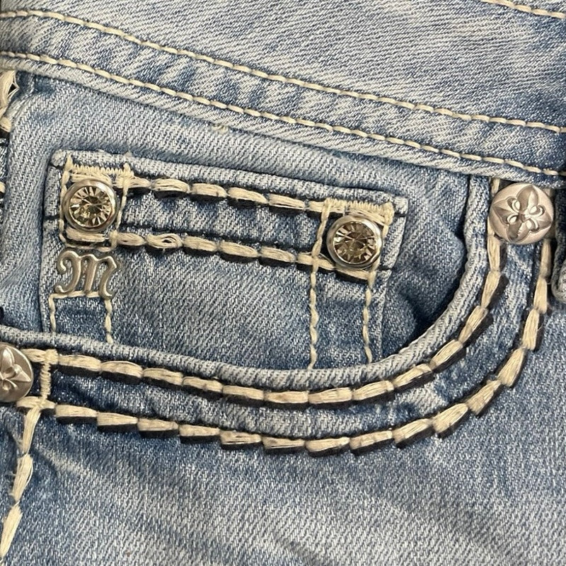 Miss Me Low Rise Jeans Studded Pockets Boot Cut Denim Pants Size 30 Y2K Western