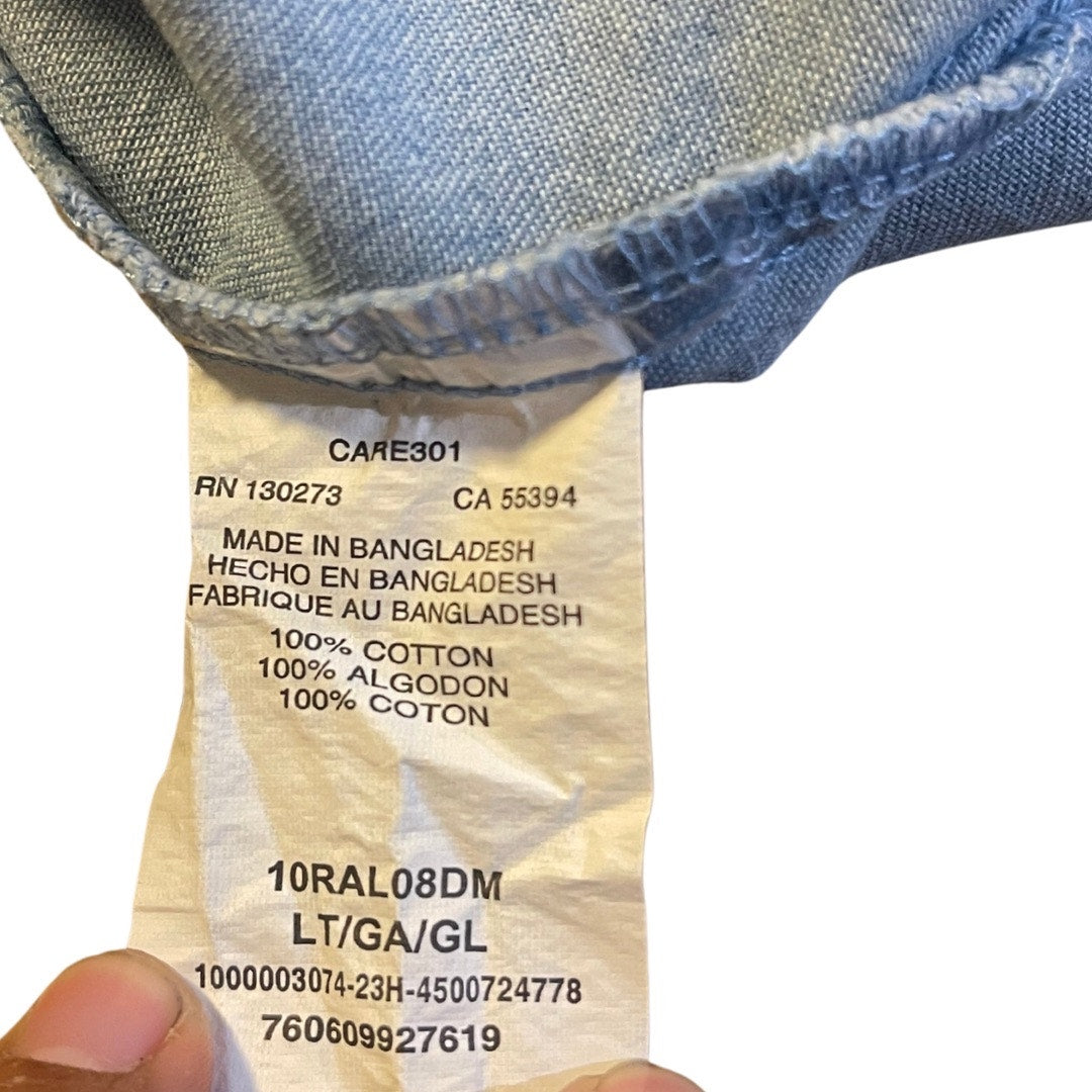 Wrangler Rugged Wear Denim Basic Long Sleeve Shirt Size Large Western Utility