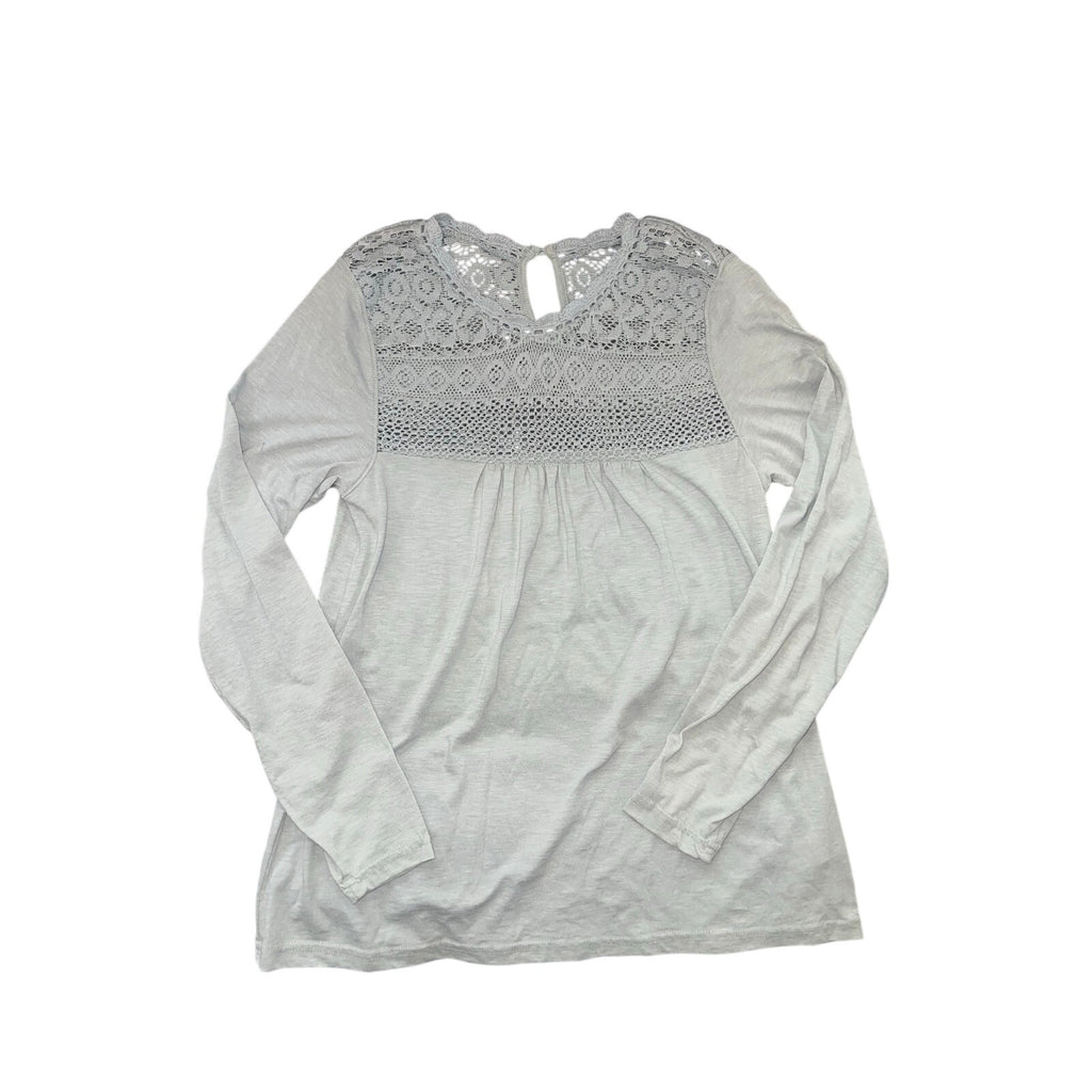 G. H. Bass & Co. Women's Gray Lace crochet long-sleeved blouse Size Medium