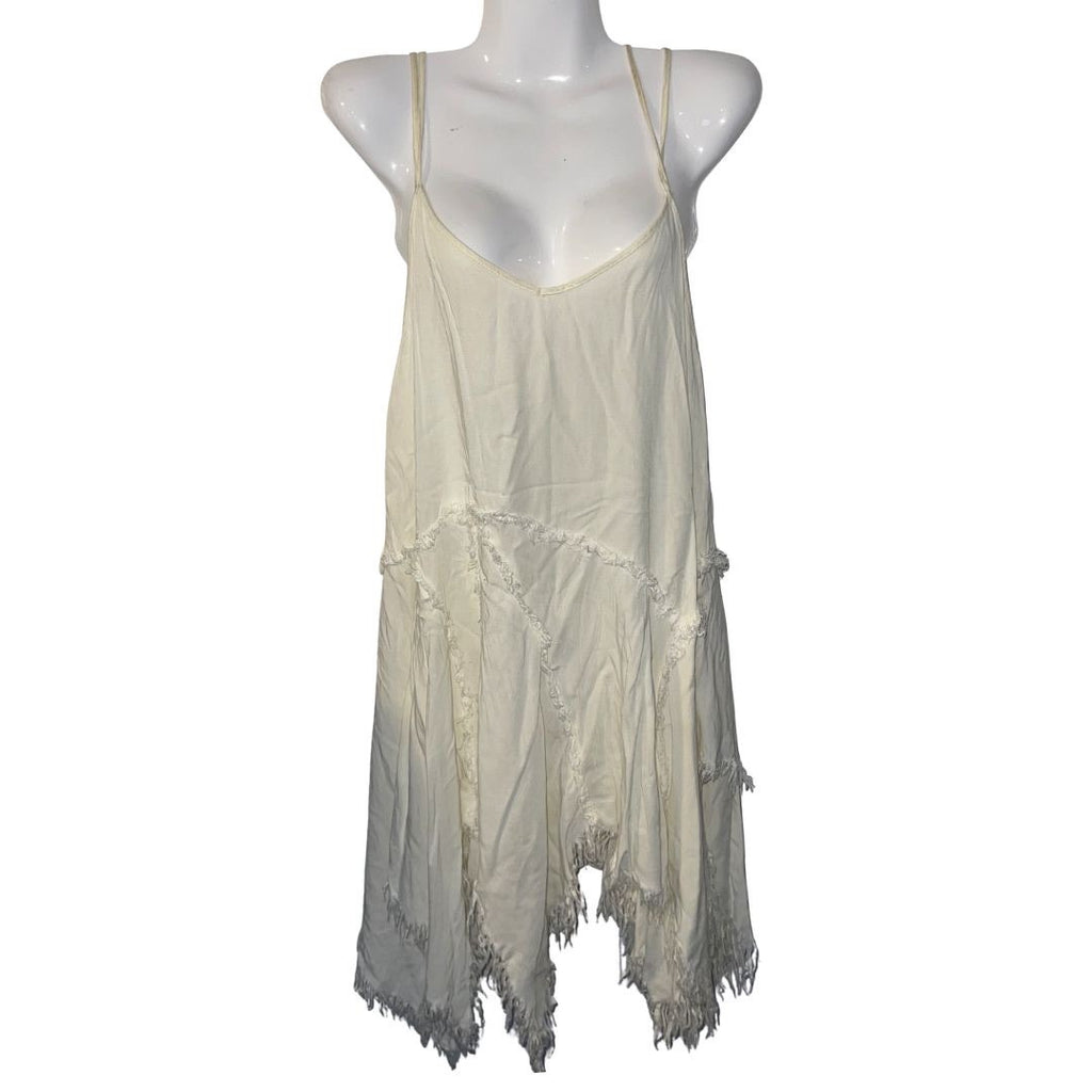 Free People Intimately Shred Slip Dress Asymmetrical Handkerchief Hemline SZ S