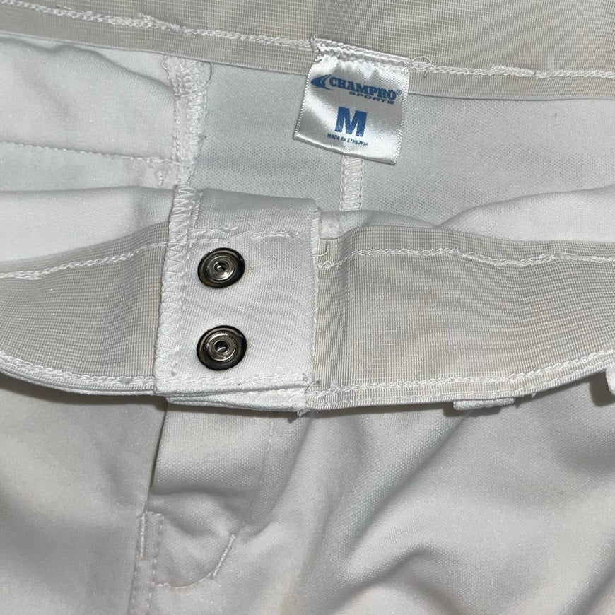 Champion Sports Adult Elastic Bottom Baseball Pants White Size Medium