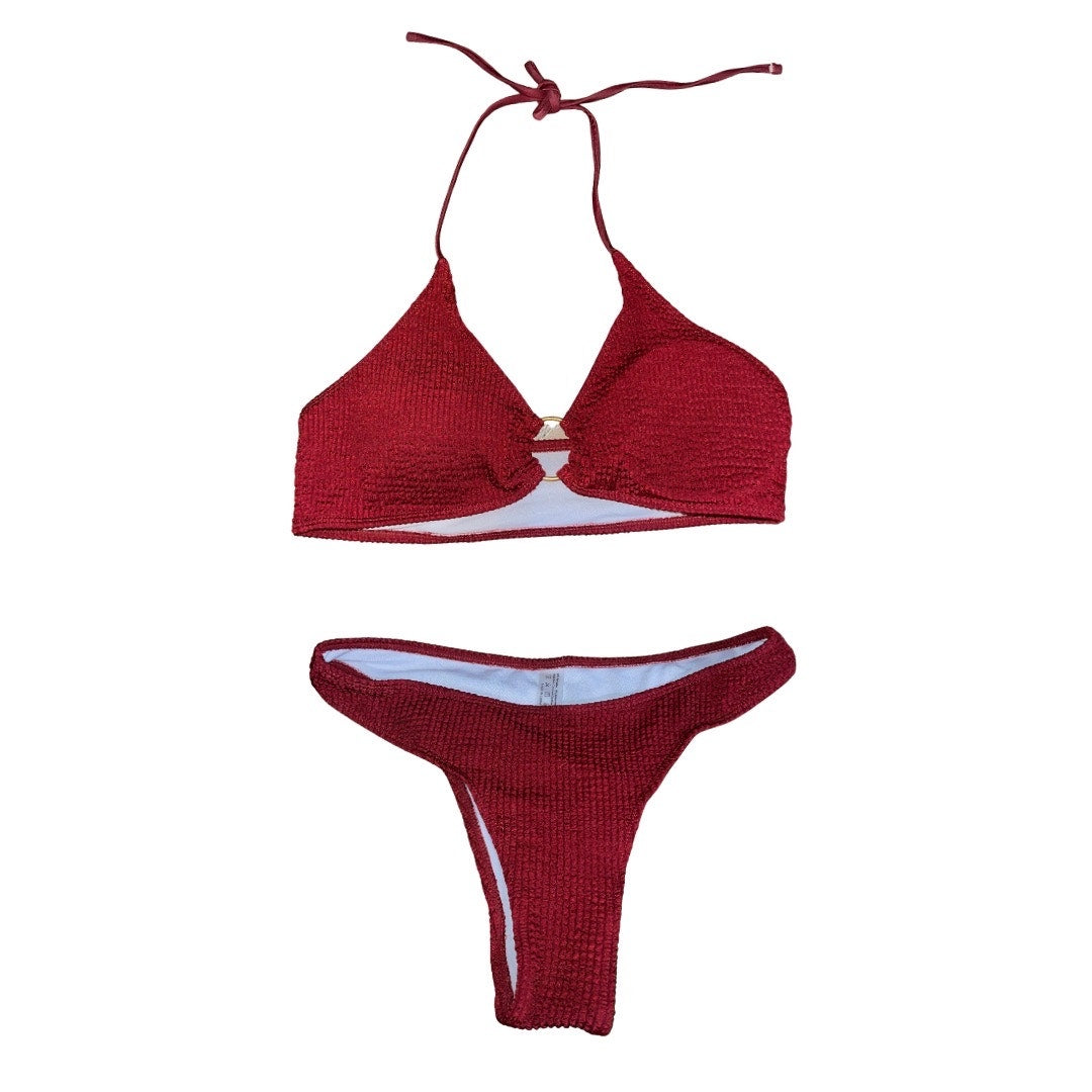 Bikini Set Maroon with cover up Summer vacation Swimsuit Size Large