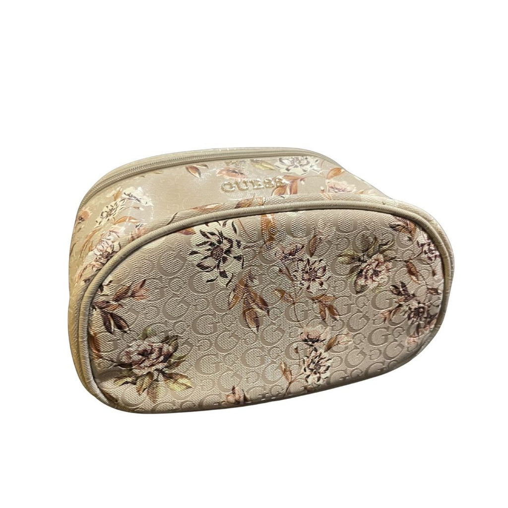 Guess Floral Travel Cosmetic Makeup Bag Zip Around Top Handle Bohemian Botanical