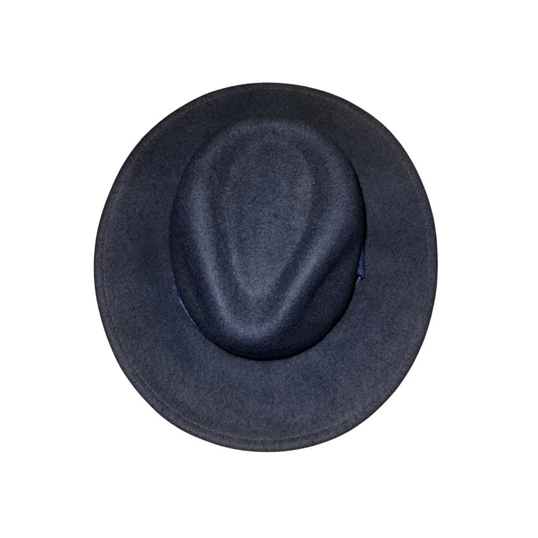 Zara Womens Black Felt Fedora Hat Bow tie One Size Western Unisex