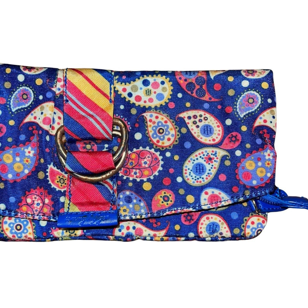 Tommy Hilfiger Double D Ring Clutch Purse Wristlet Strap Paisley Print Chic
