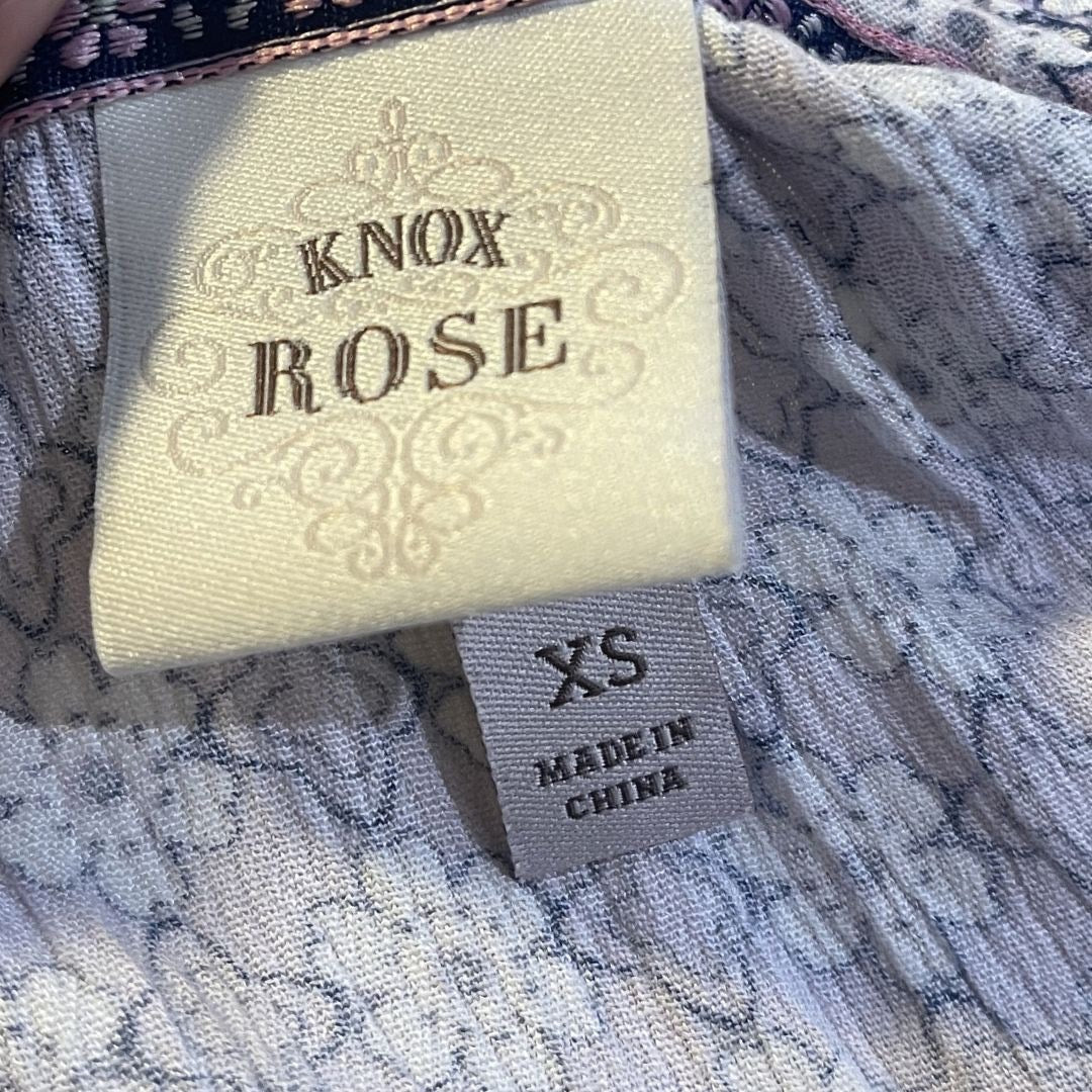 Knox Rose Lilac Flora Print Maxi Smoked Dres Size XS Bohemian Chic Artsy Summer