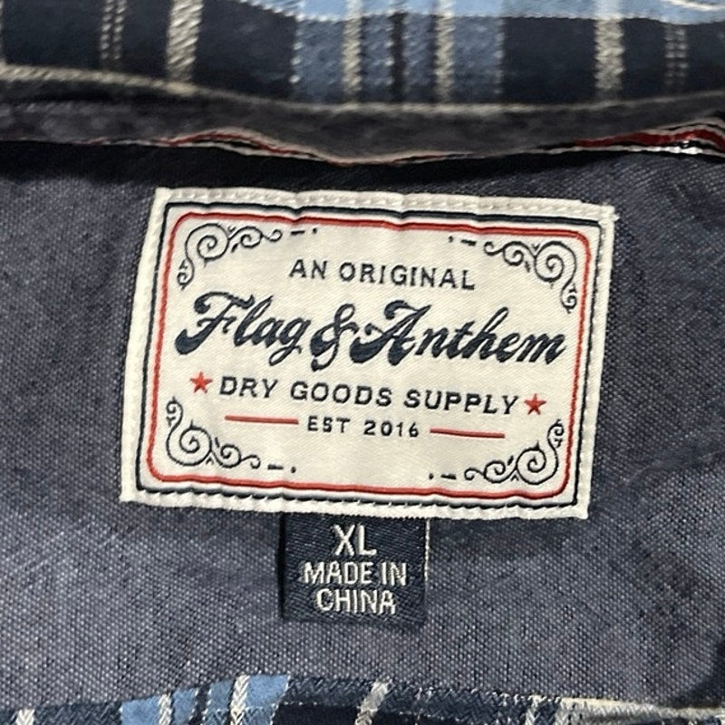 Flag & Anthem Long Sleeve Plaid Western Flannel Shirt XL Front Yolk Pearl Buttons