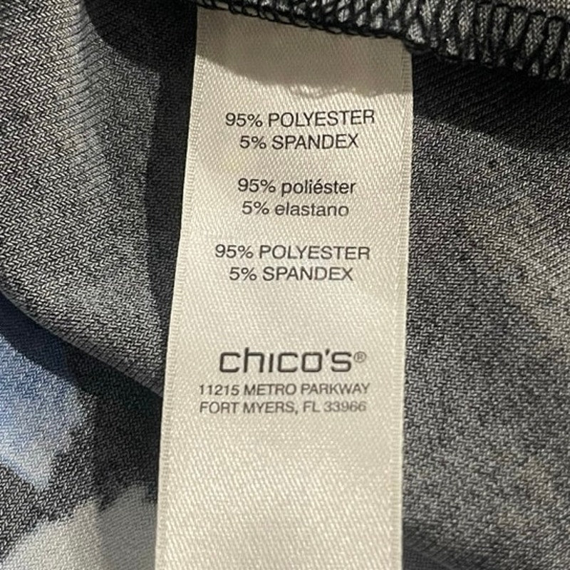 Chico's Asymmetrical Flower Design Blouse SIze 1 Medium Career Office Casual