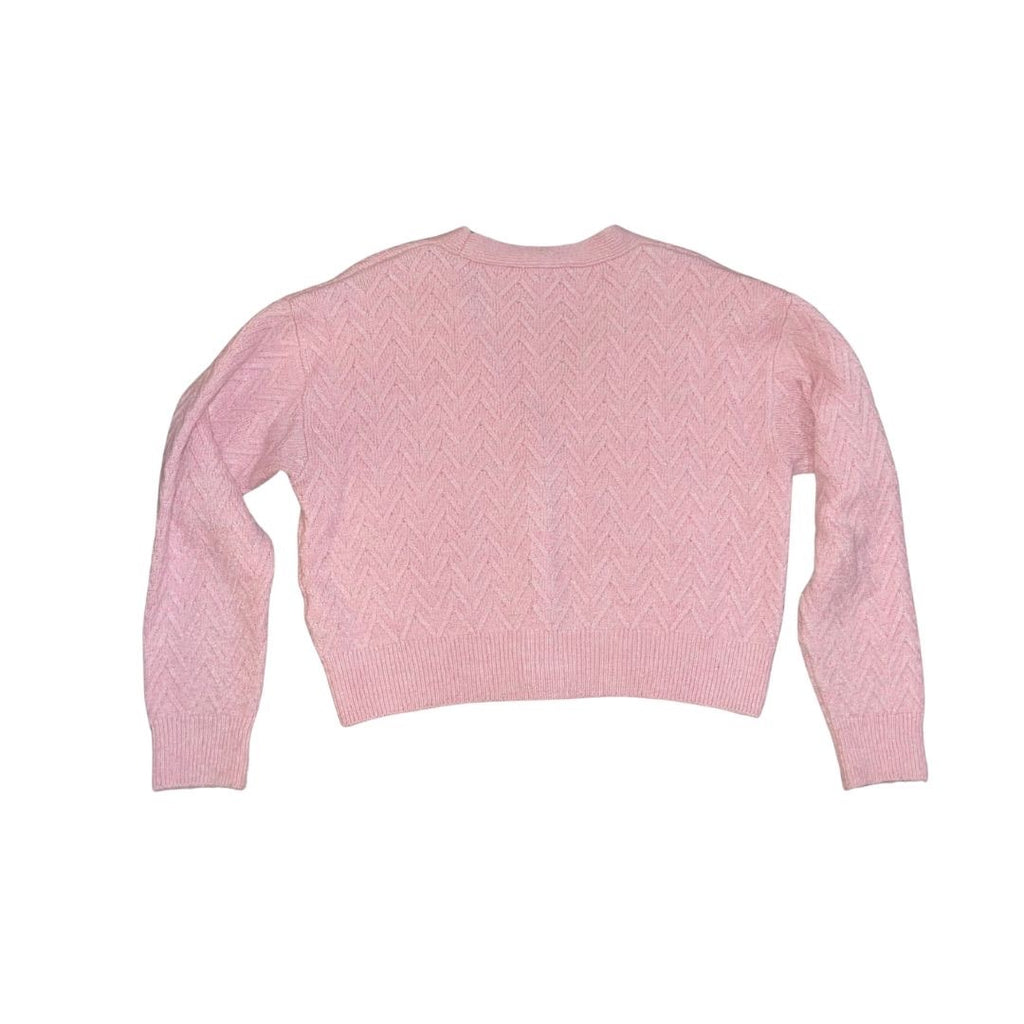 Zara Pink Chunky Knit Button Cropped Cardigan Sweater Size Small Spring Chic