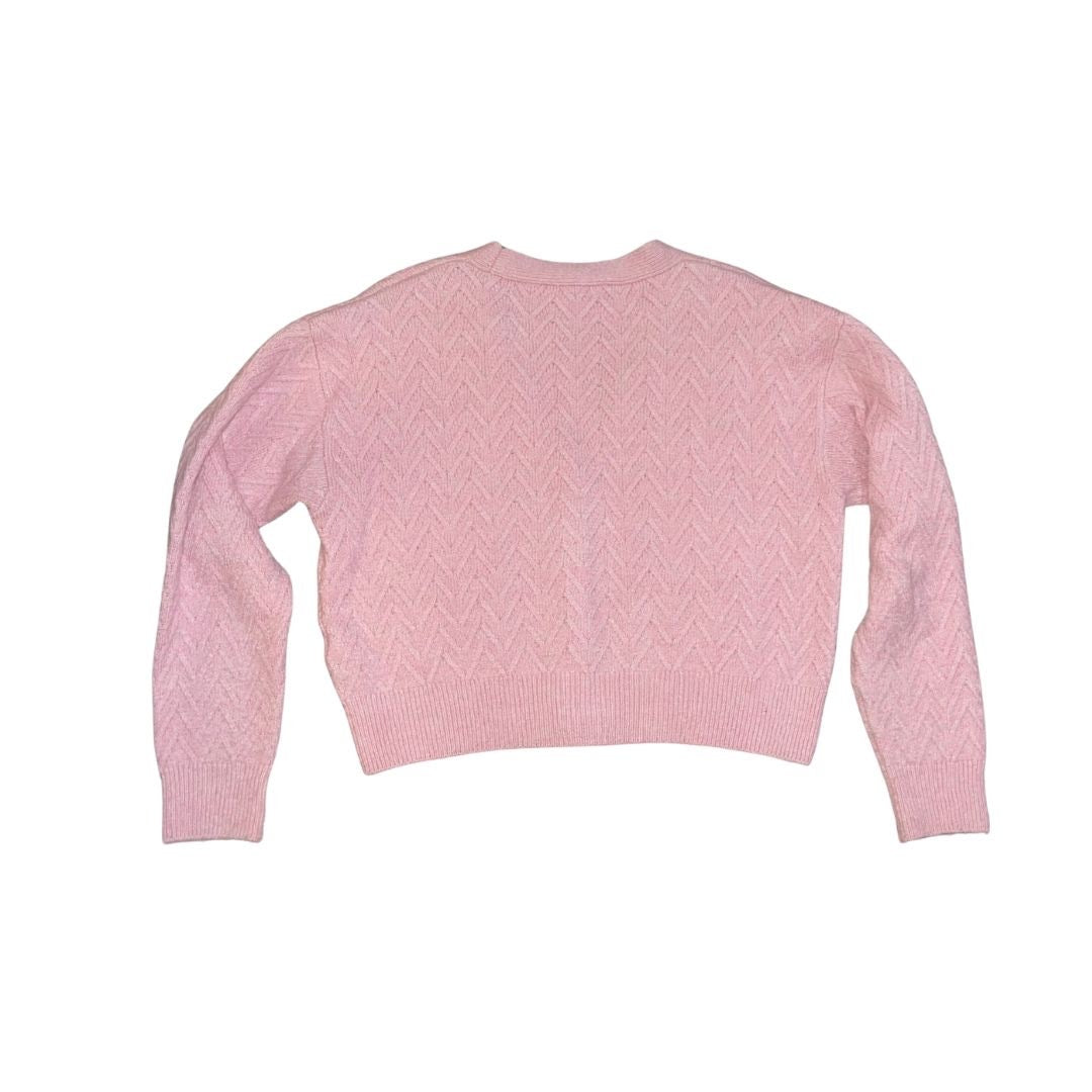 Zara Pink Chunky Knit Button Cropped Cardigan Sweater Size Small Spring Chic
