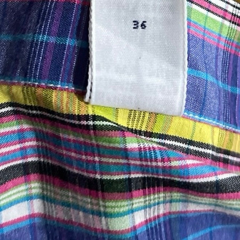 Polo Ralph Lauren Multi Color Plaid Button Front Long Sleeve Shirt SZ 17 1/2
