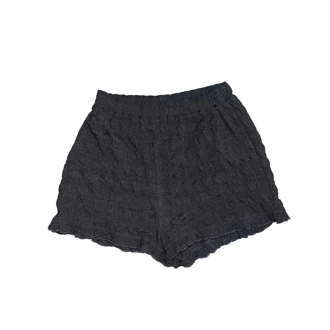 Papermoon Shorts Elastic Waist Black Polyester Ruffle Hem Size Medium