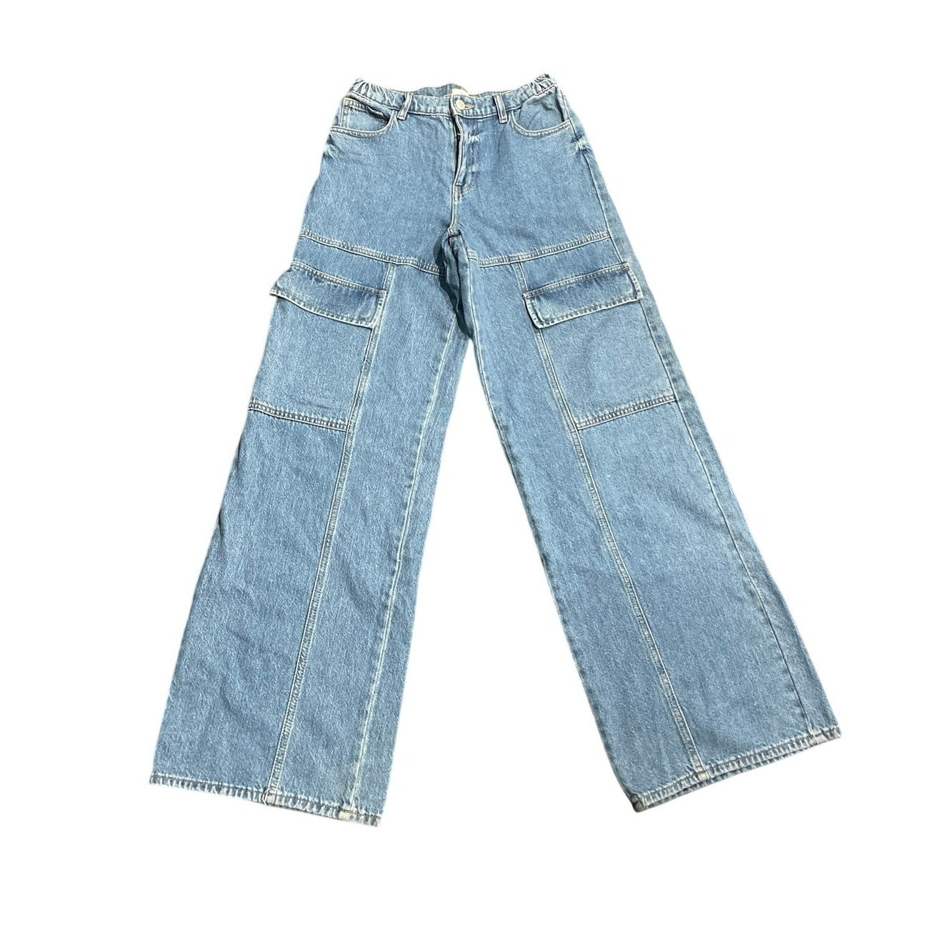 Forever 21 Premium Cargo Wide Leg Denim Jeans Pants Size 26 Streetwear 90s Y2K