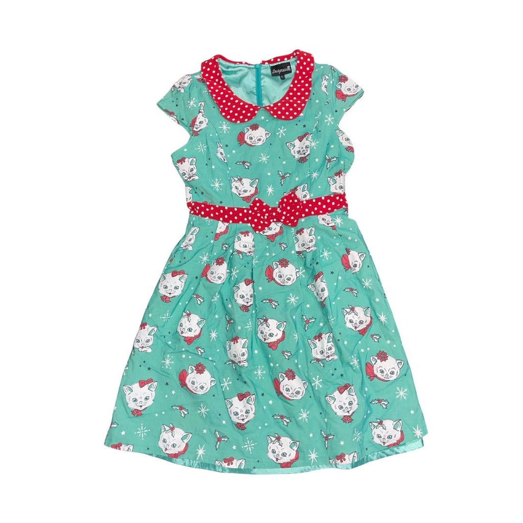 Sourpuss Retro Christmas Kitties Cat Peggy Dress Rockabilly Pinup 1950s inspired