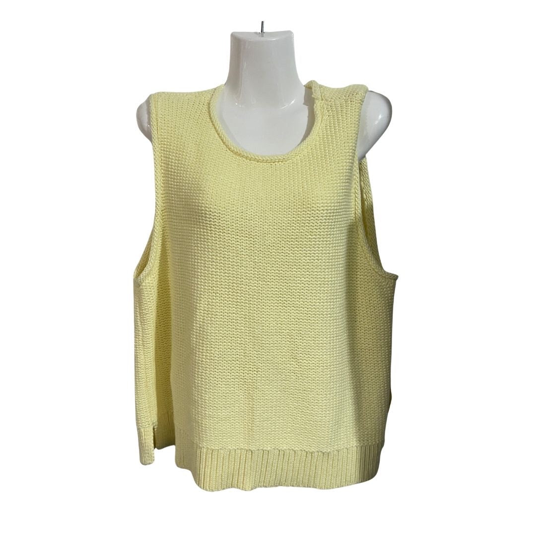 Lucky Brand Pullover Knit Sweater Vest Butter Yellow SZ XL NWT Boho Chic Casual