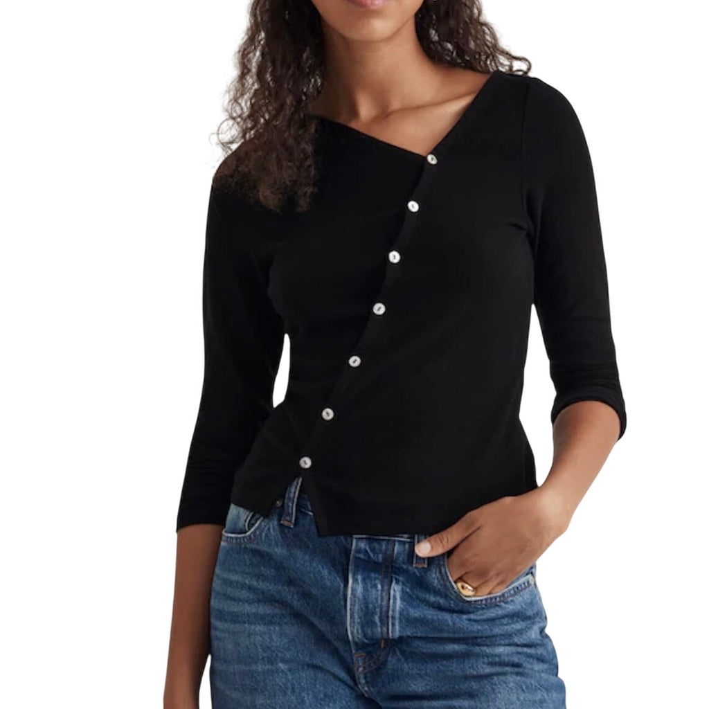Madewell Asymmetrical Button Front Cardigan Size XS Cozy Classy Chic Preppy