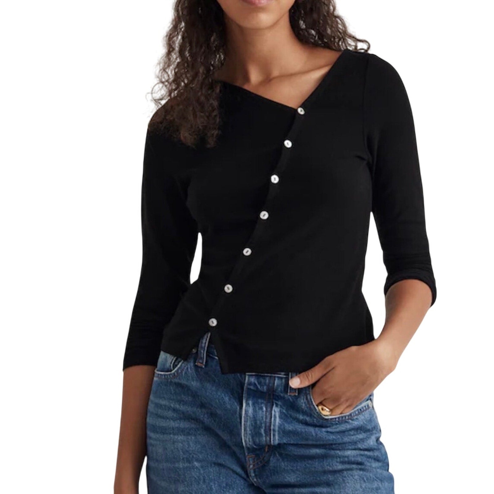 Madewell Asymmetrical Button Front Cardigan Size XS Cozy Classy Chic Preppy