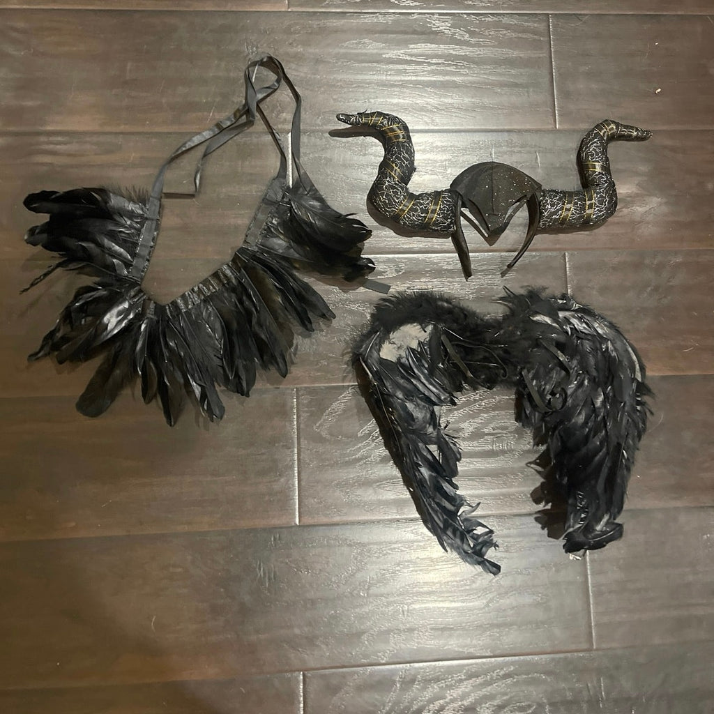 Maleficent Childs Costume SZ 8-10 Tutu Disney Villains Goth Dark Fairy