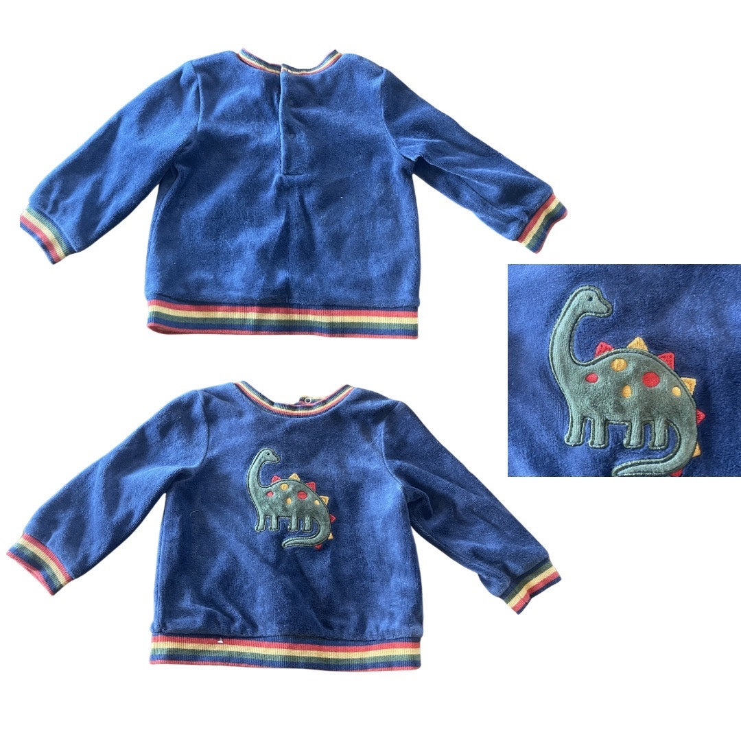 Baby Velour Pullover Dinosaur Sweater Rainbow Trim 18 months Kidscore
