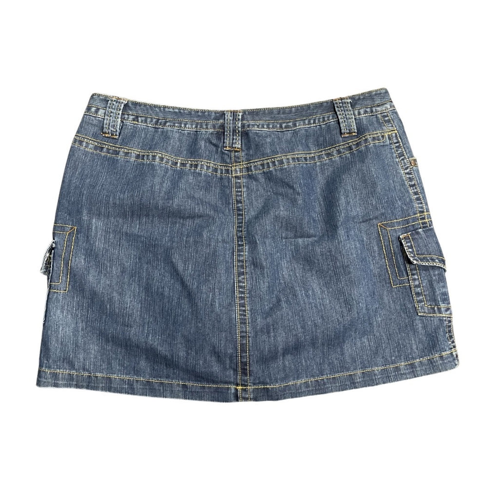 Faded Glory Cargo Pockets Denim Jean Skirt Plus SZ 18 Western Cowgirl Rodeo VTG