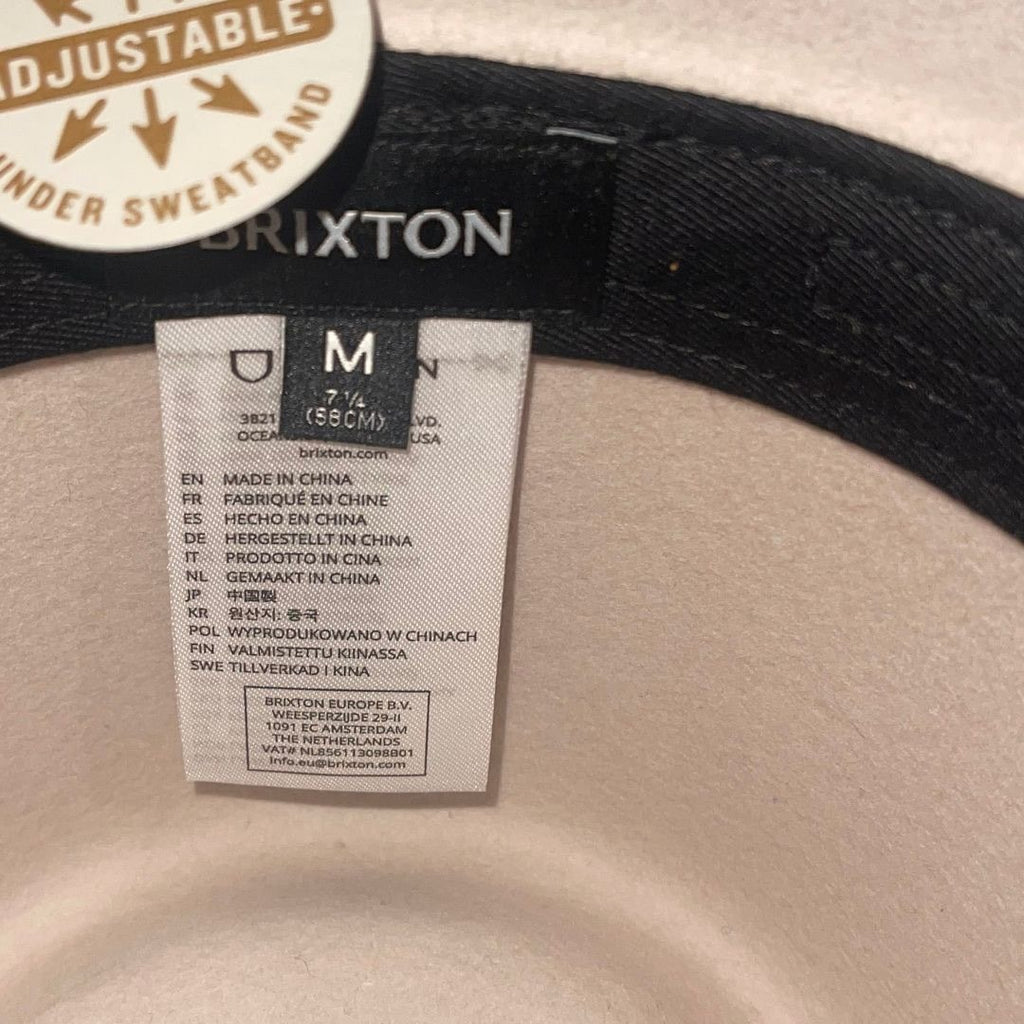 Brixton Reno Fedora Hat Adjustable Unisex Bone Sand Large 100% Australian Wool