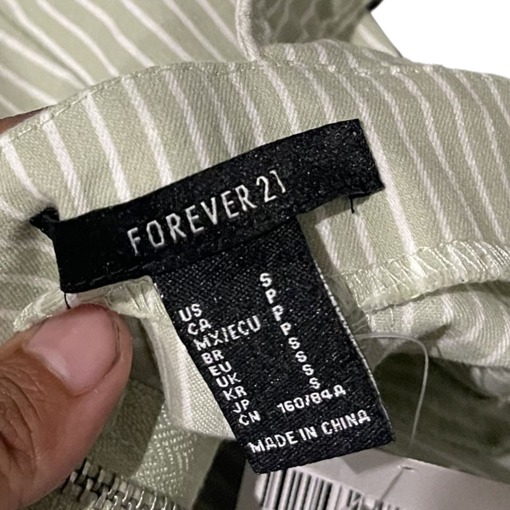 Forever 21 Green and White Striped Mini Dress Size Small NWT Y2K Girlie Flirty