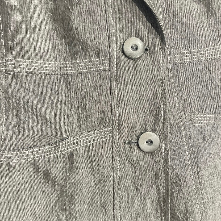 Conrad C Collection Metallic Gray Two Button Blazer Plus SZ 14 Career Office