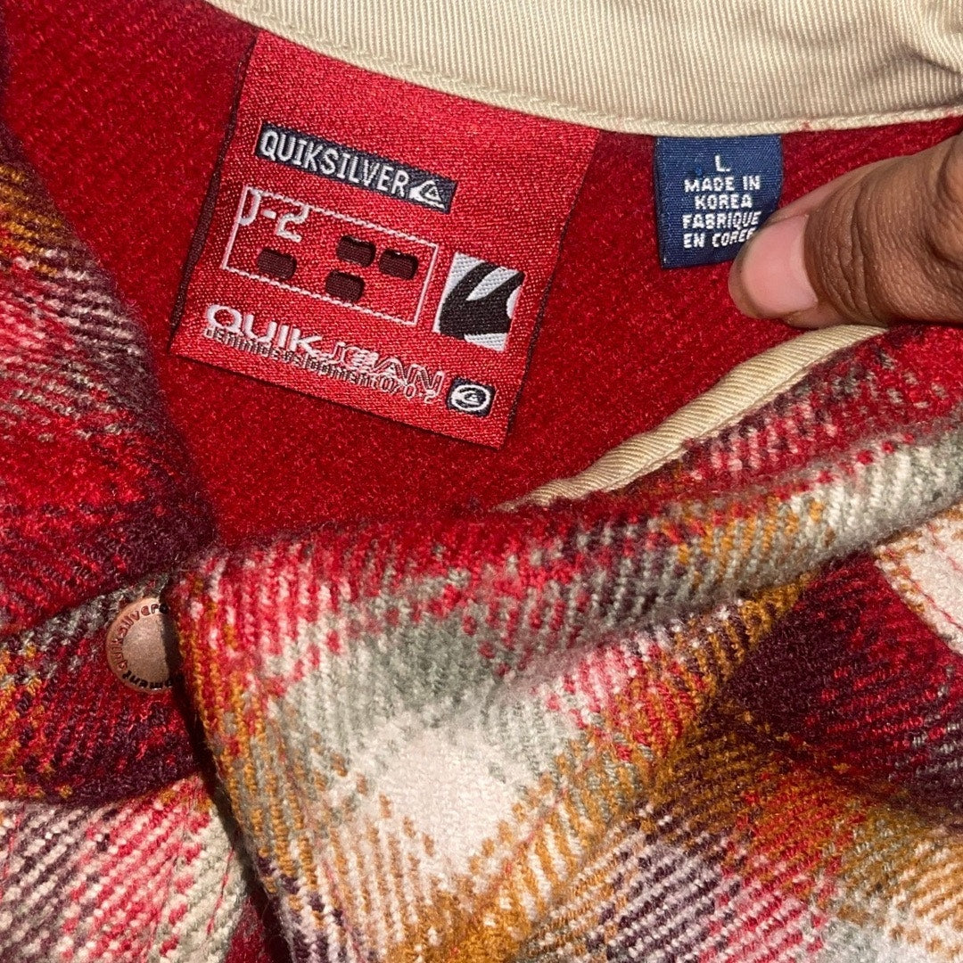 Vintage Quiksilver QuickJean Mens Flannel Jacket Plaid Shacket Size Large 90s