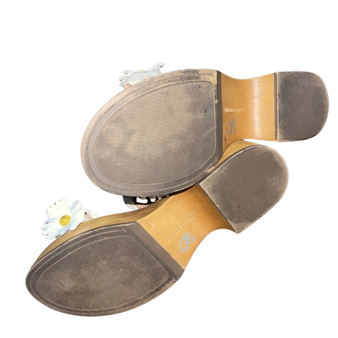Lucky Brand Juleii Daisy Flower Clog Boho Slingback Sandal Chunky Block Heel Size 9