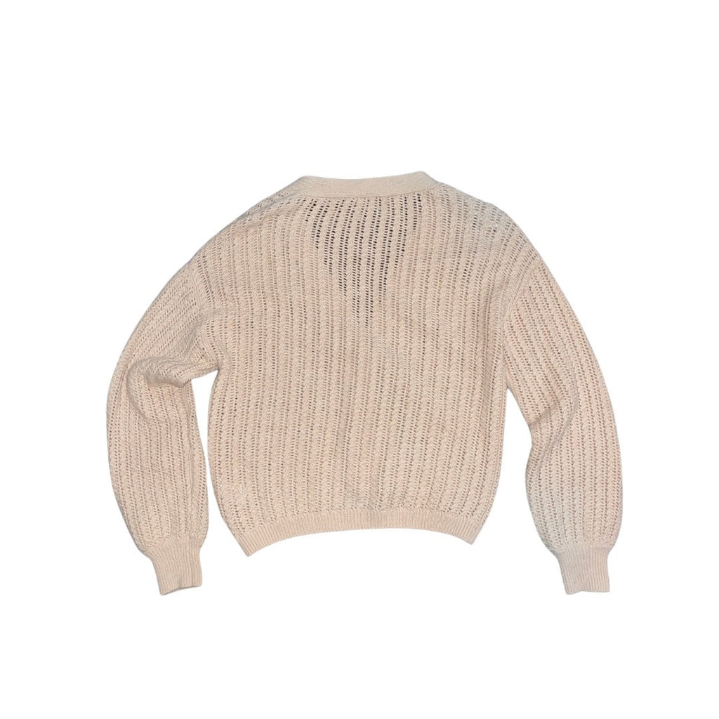 Elie Tahari Wool Cotton Blend Open Knit Cardigan Sweater Size Small