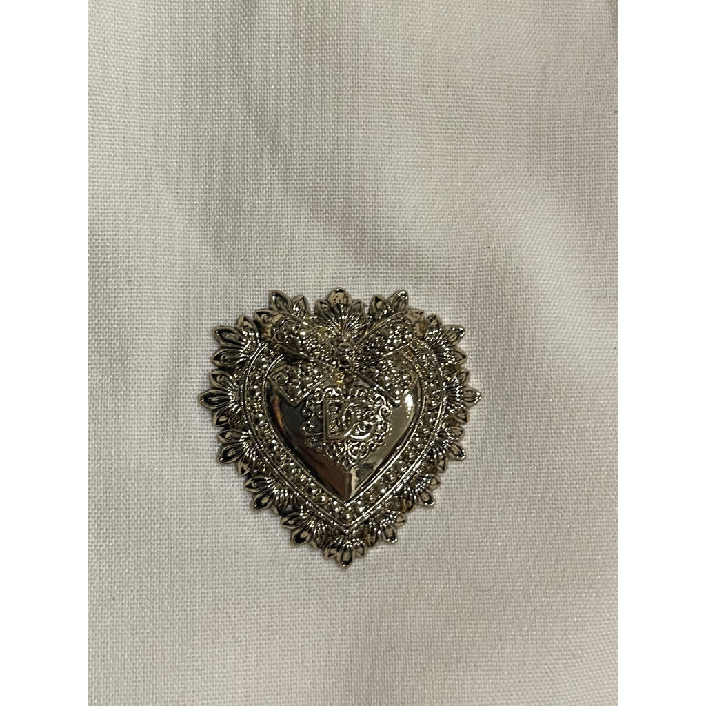 Dolce & Gabbana Devotion Fabric Canvas Tote Bag Oversized Ornate Gold Heart
