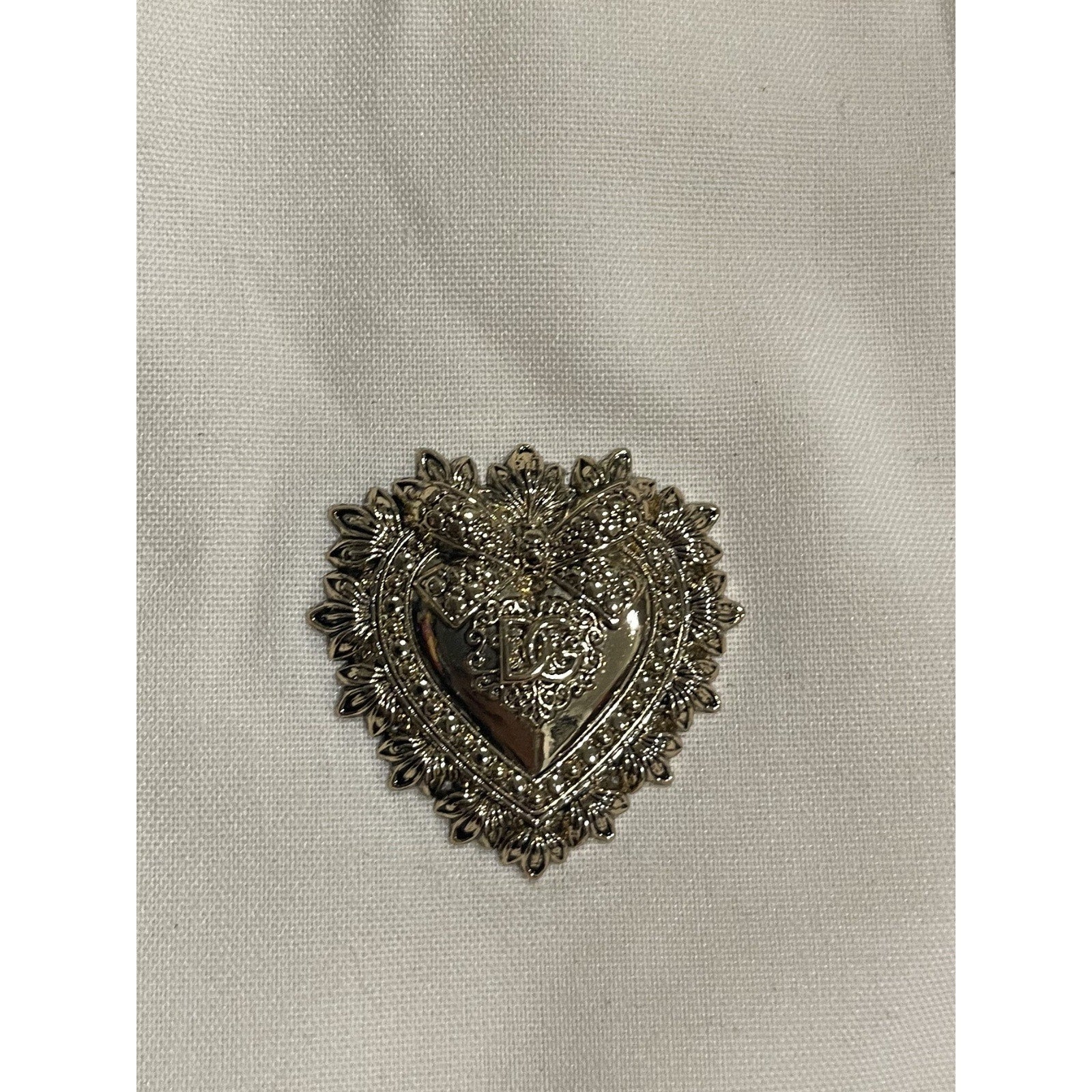 Dolce & Gabbana Devotion Fabric Canvas Tote Bag Oversized Ornate Gold Heart
