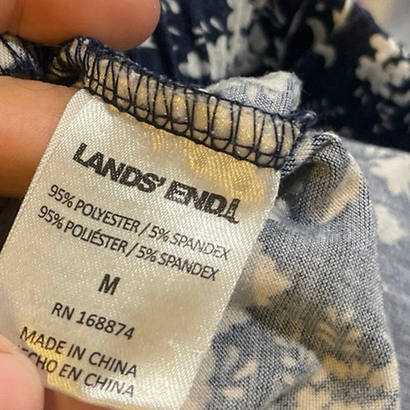 Land's End Floral Print Pajama Pants SZ M Loungewear Sleepwear Casual