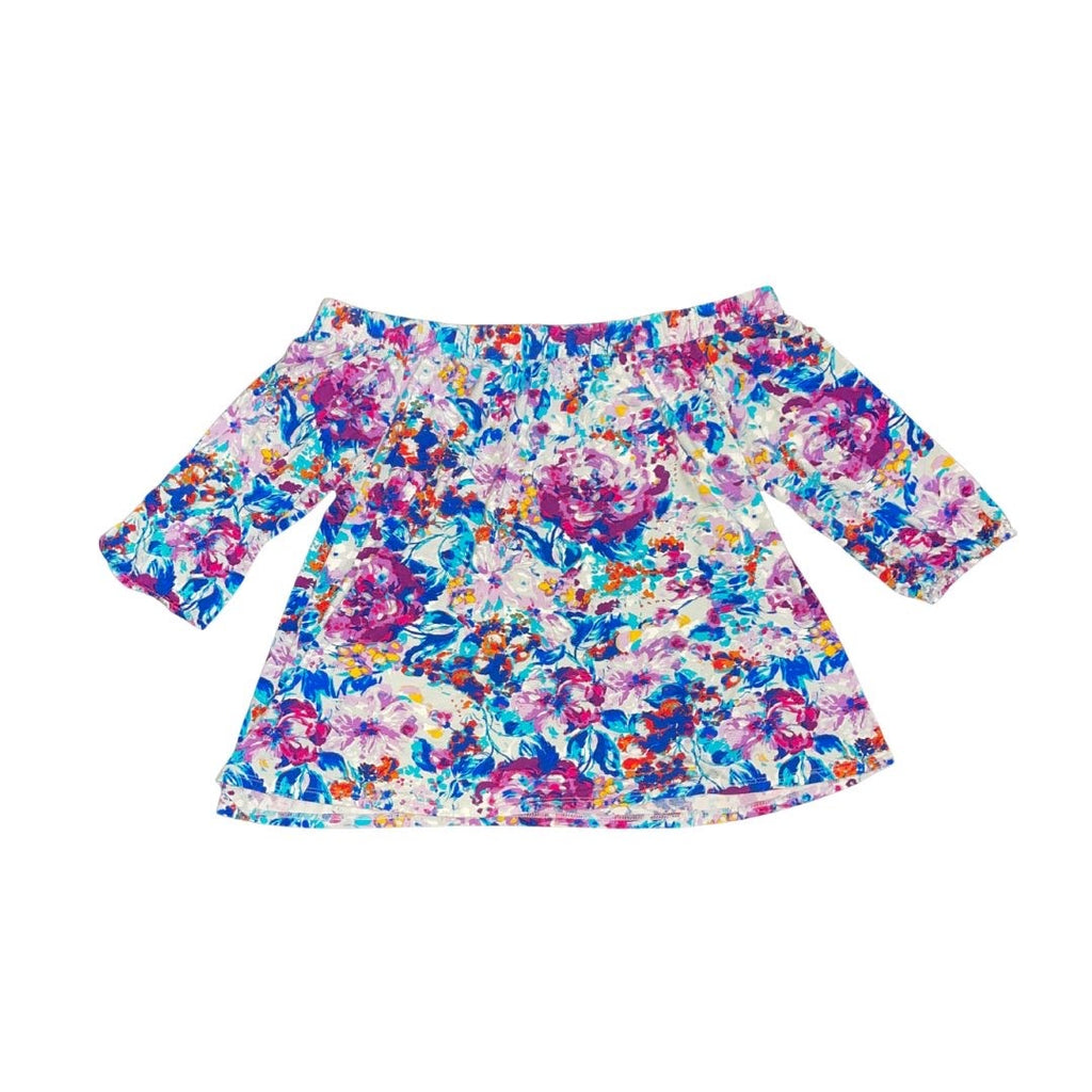 Loveappella Castania Floral Multicolor Off the Shoulder Blouse SZ Medium Spring