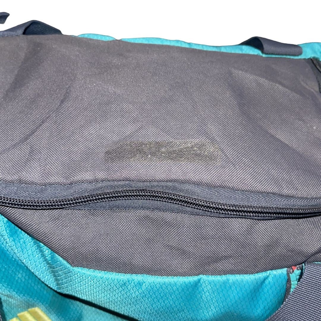 Adidas Teal Gray Duffel Gym Bag Workout Exercise Athletic Sporty Travel