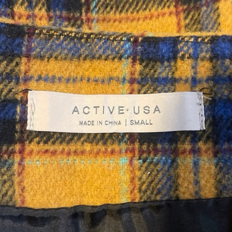 Active USA Yellow Plaid Mini Skirt SZ S Y2K Academia Preppy School Girl Clueless