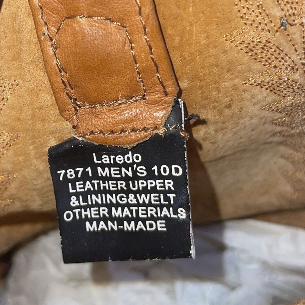 Laredo Cowboy Western Leather Boots Two Toned Size 10 Square Toe Rodeo