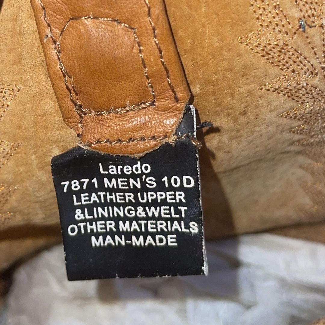 Laredo Cowboy Western Leather Boots Two Toned Size 10 Square Toe Rodeo