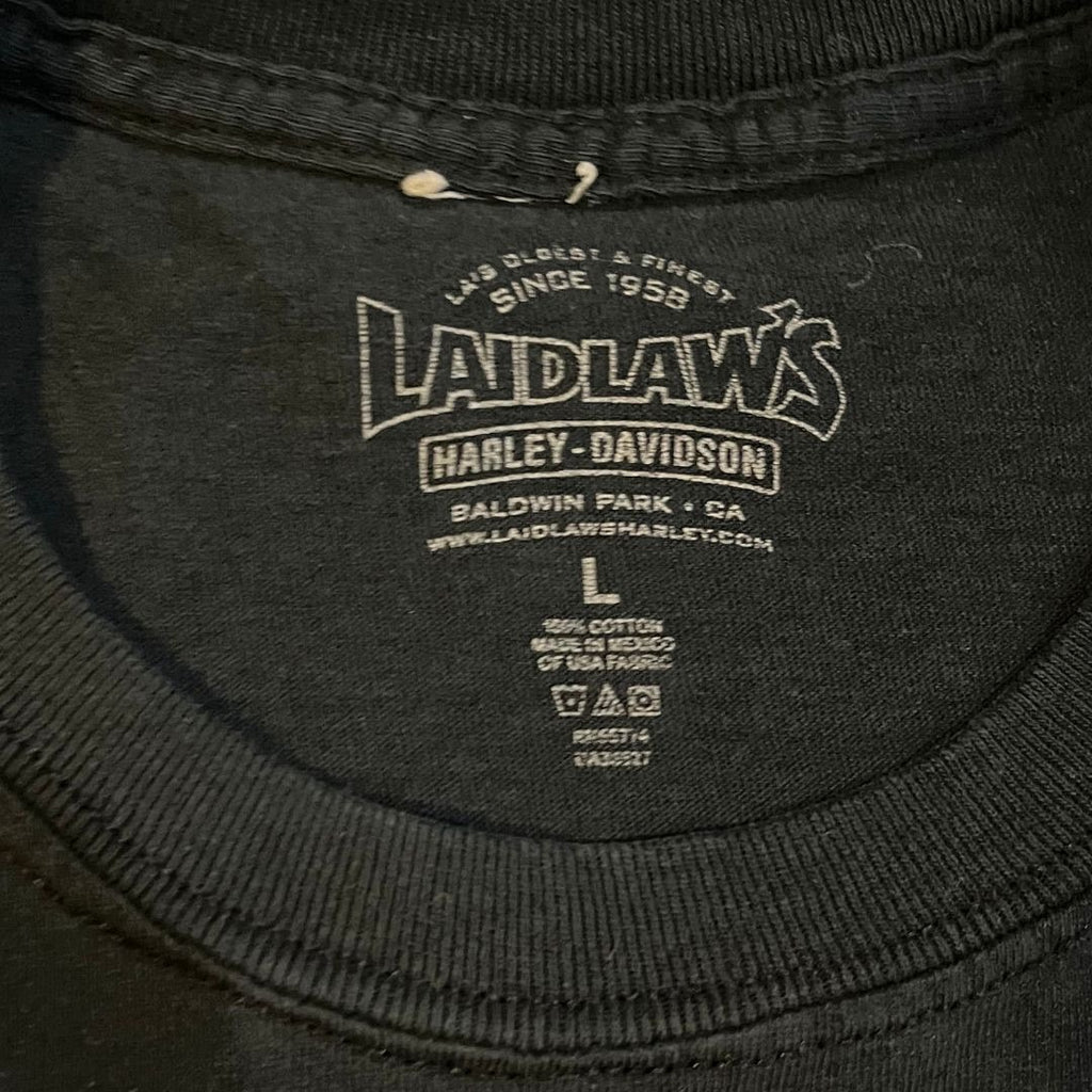 Harley Davidson Laidlaw's Cut Off Sleeves Tan Shirt Size Large Upcycle Biker