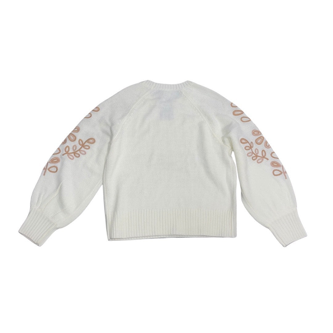 1.State Floral Embroidered Bubble Sleeve Crewneck Sweater Small Boho Chic NWT