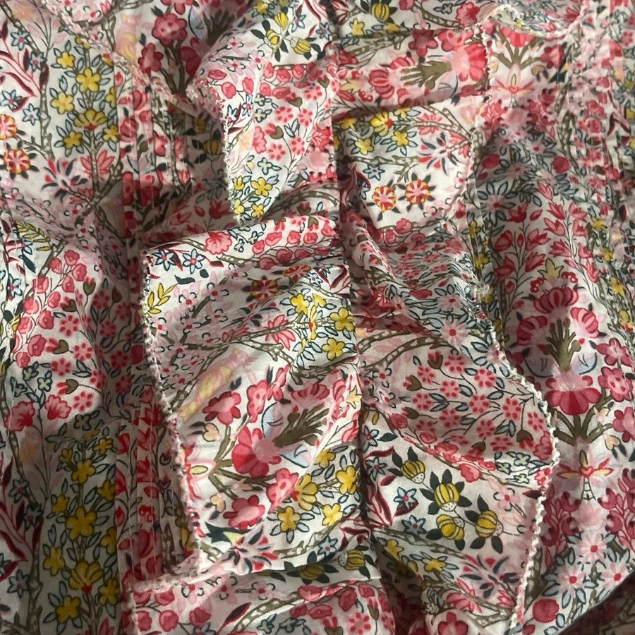 Talbots Petite Pintuck Ruffle Branching Floral Top Size LP Botanical Garden Boho