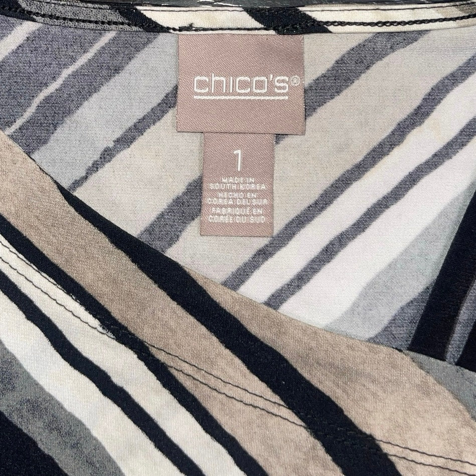 Chico's Top Asymmetrical Design 3/4 sleeve Size 1 Medium Casual Career Office