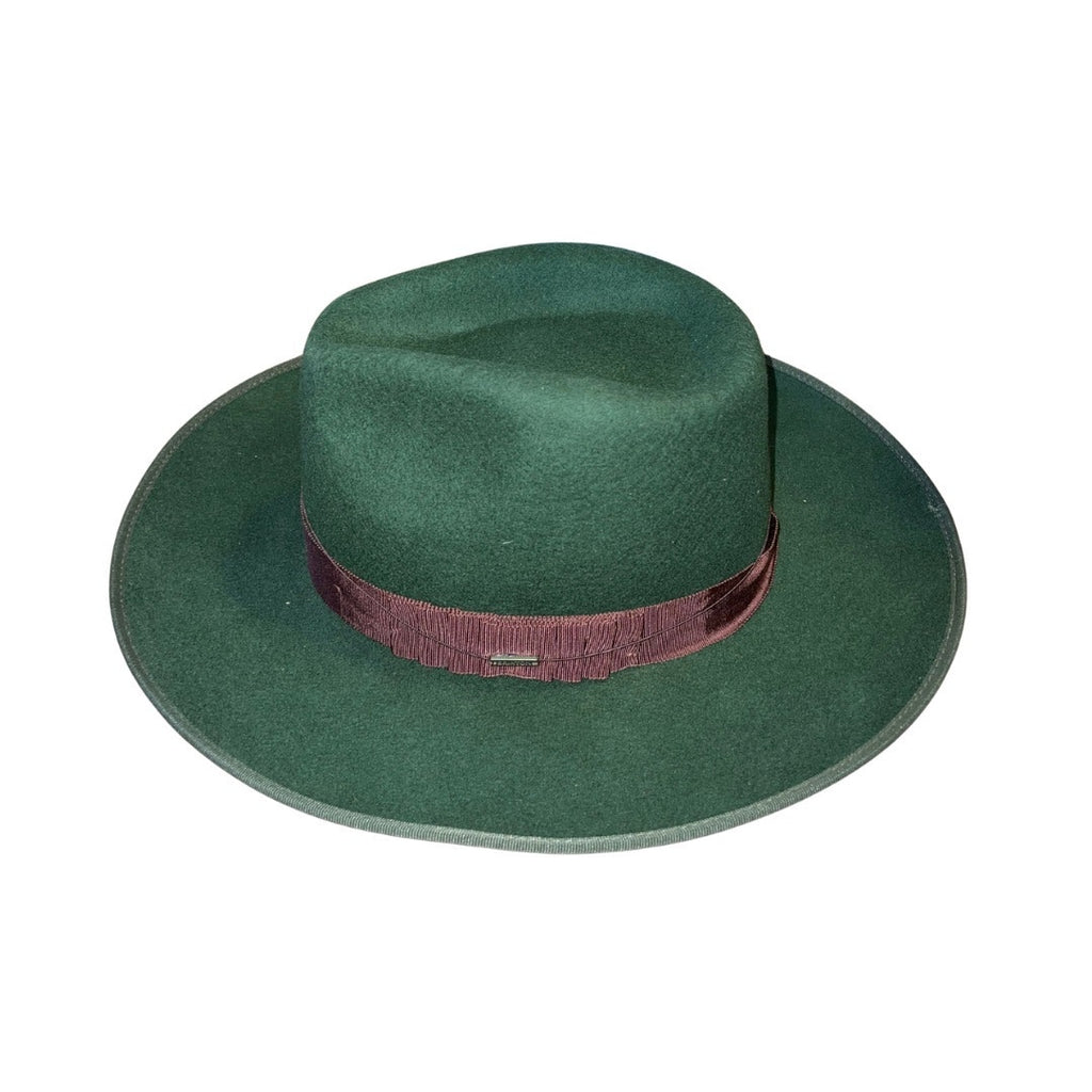 Brixton Reno Fedora Hat Adjustable Unisex Moss Brown Large 100% Australian Wool