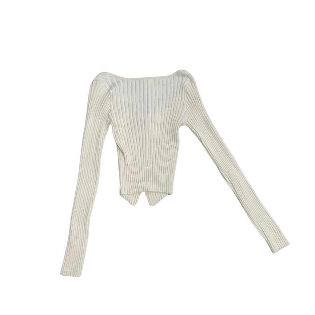 Kimchi Blue Ribbed Pointelle Button Crop Cardigan Size medium