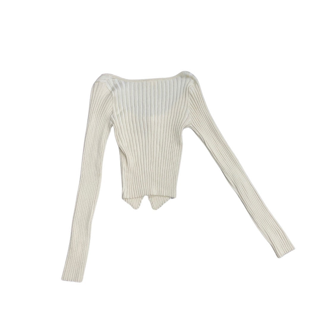 Kimchi Blue Ribbed Pointelle Button Crop Cardigan Size medium