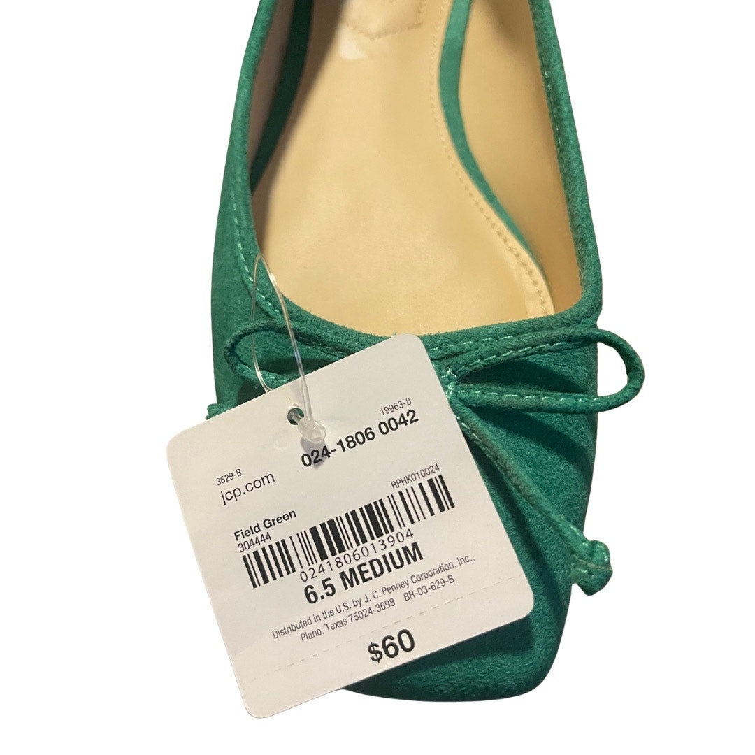 Liz Claiborne Green Ballet Flats Faux Suede Memory Foam Preppy Loafers Size 6.5 NWT
